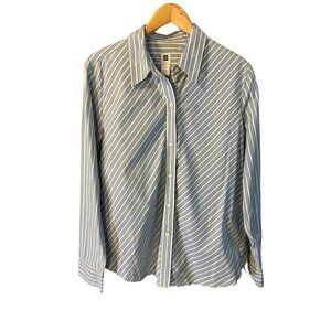 Gap Blue & White Striped Button-Up Long Sleeve Shirt XL
